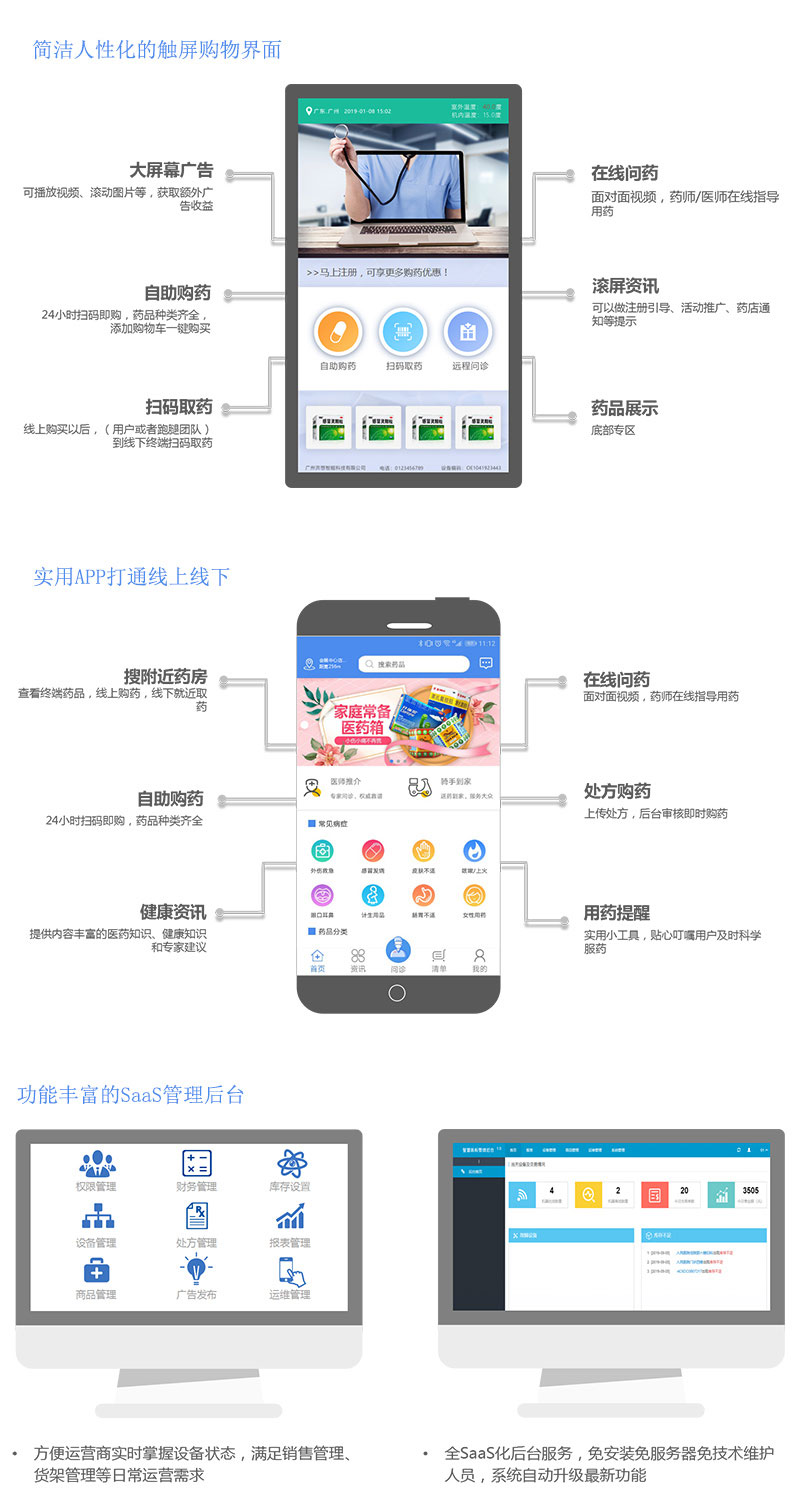 軟件優(yōu)勢-人性化的購物界面 實(shí)用APP打通線上線下 功能豐富的SaaS管理后臺-廣州奔想智能科技有限公司